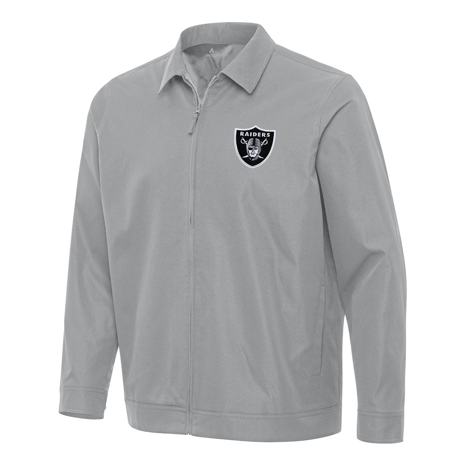 Men’s Antigua Gray Las Vegas Raiders Pivot Full-Zip Jacket