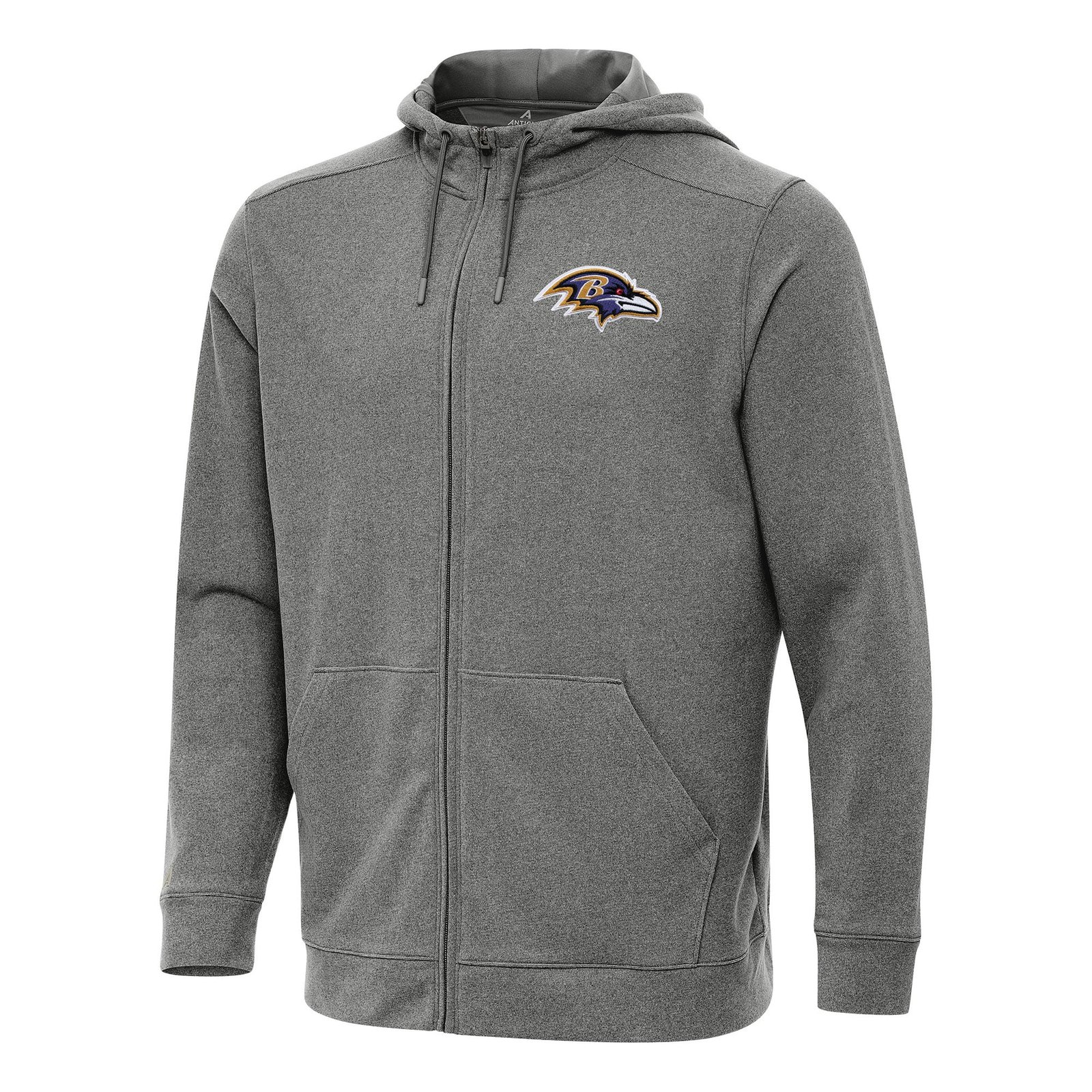 Men’s Antigua Heather Black Baltimore Ravens Effortless Full-Zip Hoodie