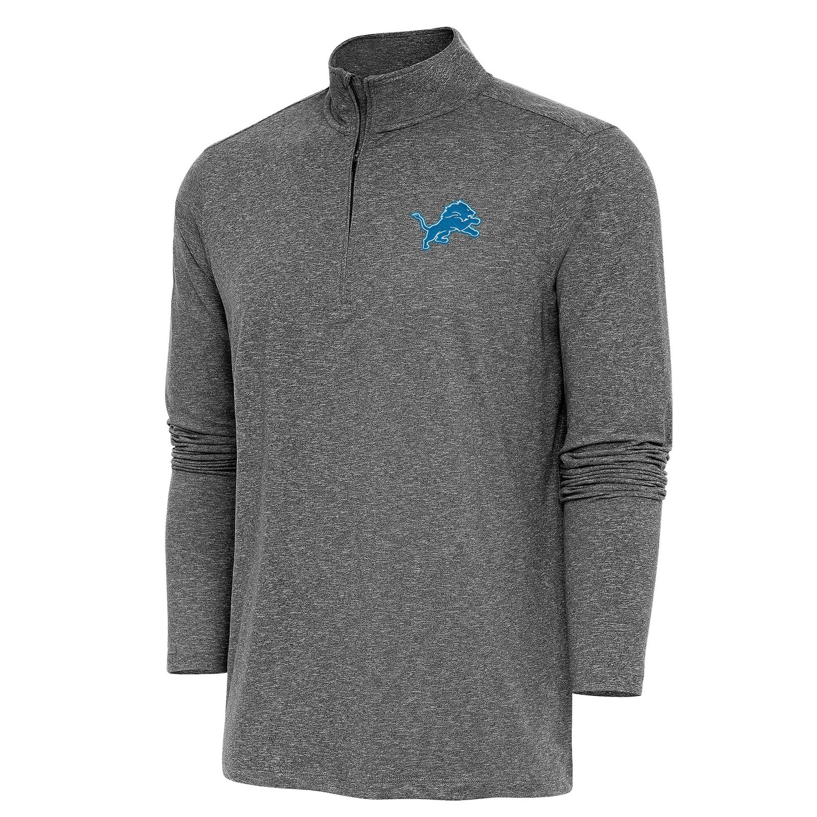 Men’s Antigua Heather Black Detroit Lions Hunk Quarter-Zip Pullover Top