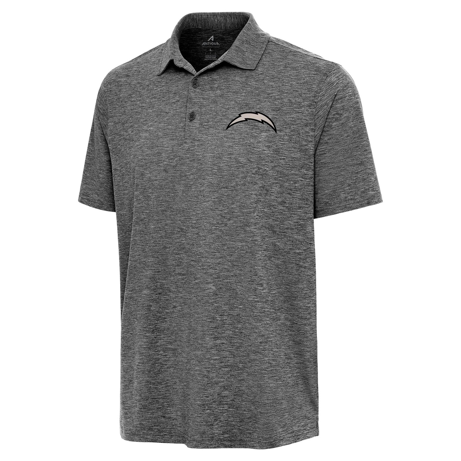 Men’s Antigua Heather Black Los Angeles Chargers Par 3 Polo