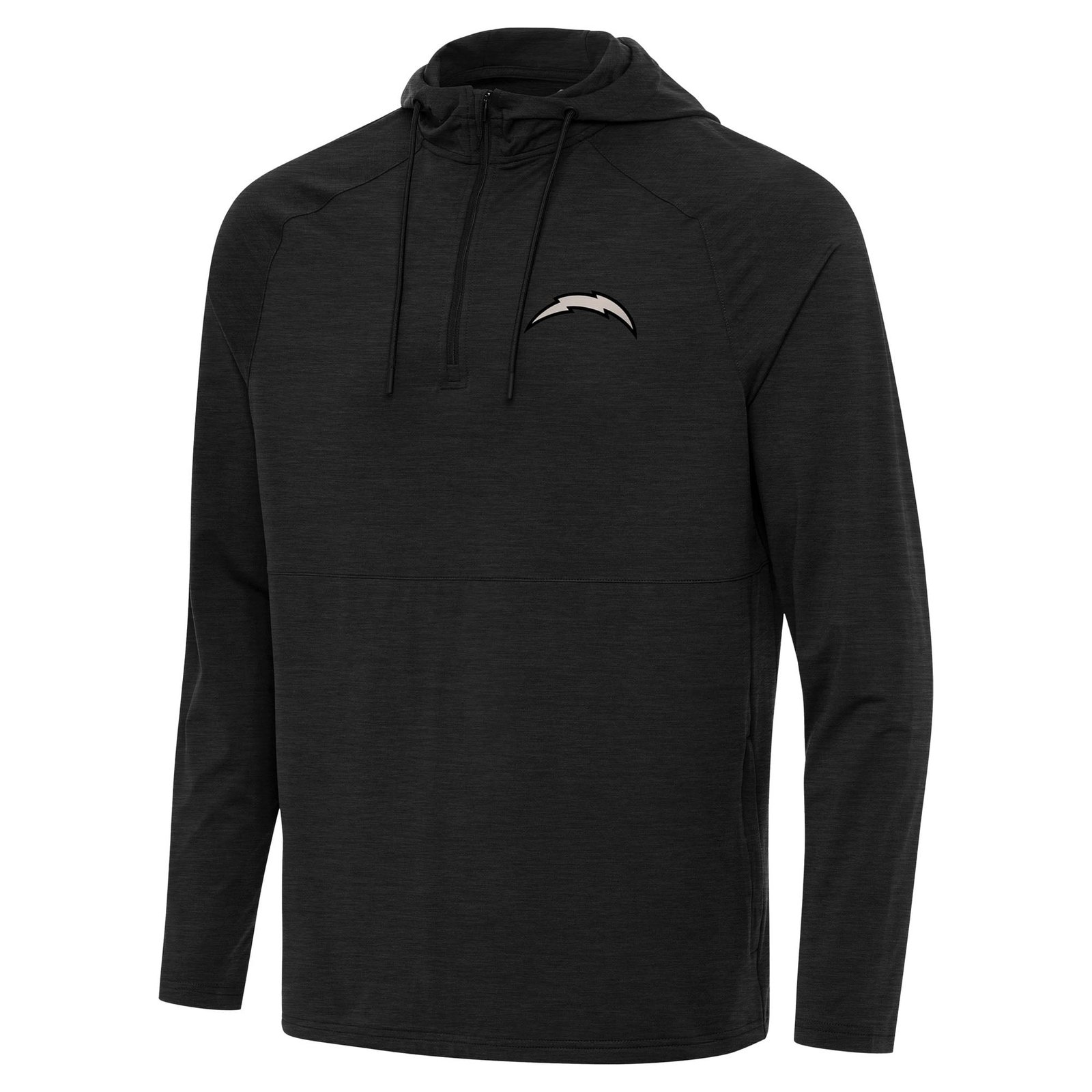 Men’s Antigua Heather Black Los Angeles Chargers Spikes Raglan Quarter-Zip Hoodie