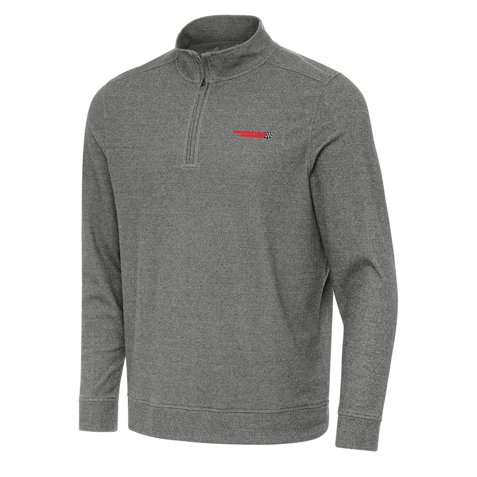 Men’s Antigua Heather Black Martinsville Speedway Subtle 1/4 Zip Pullover Direct to Film