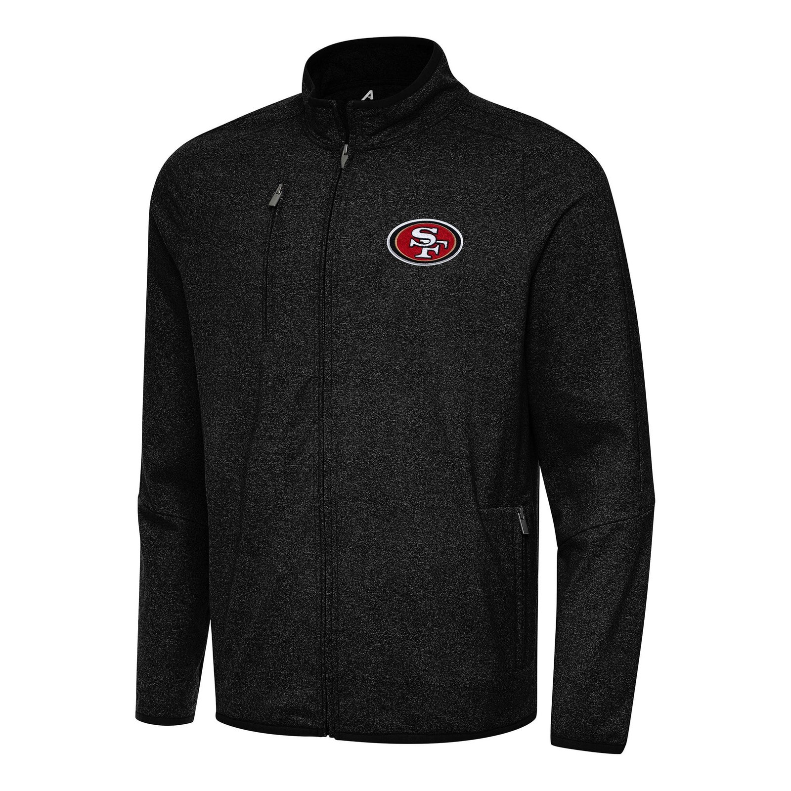 Men’s Antigua Heather Black San Francisco 49ers Hold-Up Tri-Blend Full-Zip Jacket