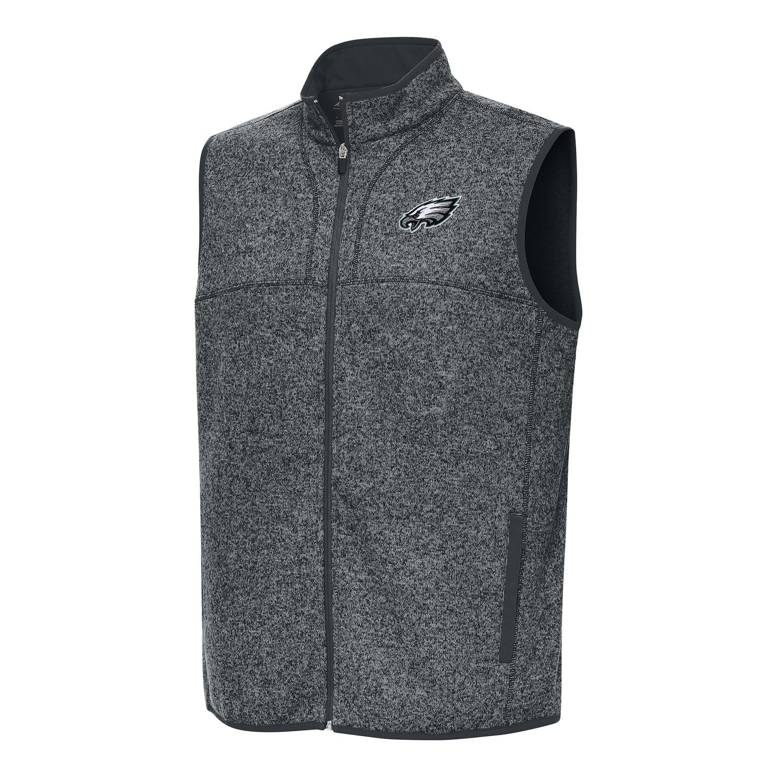 Men’s Antigua Heather Charcoal Philadelphia Eagles Fortune Full-Zip Vest