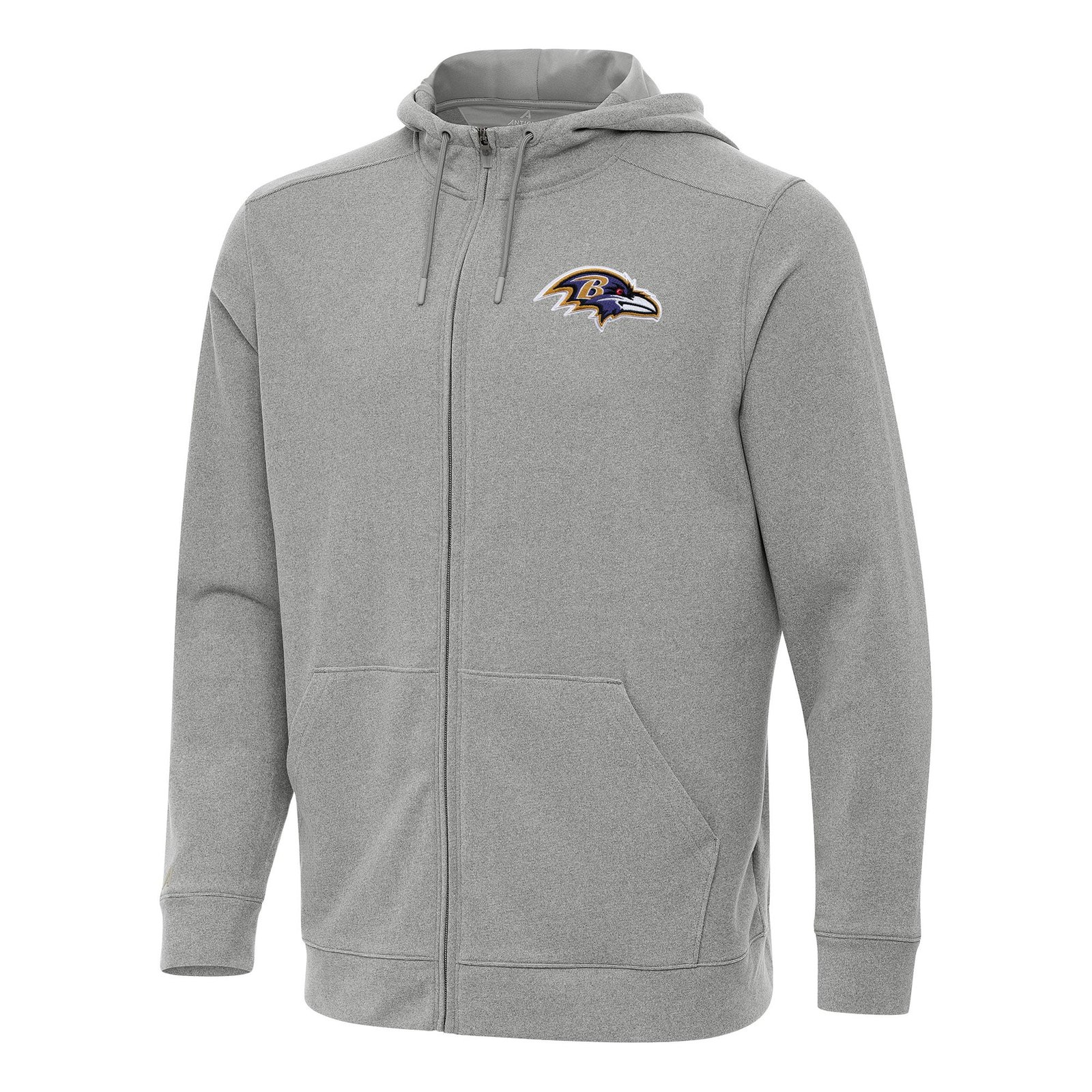 Men’s Antigua Heather Gray Baltimore Ravens Effortless Full-Zip Hoodie