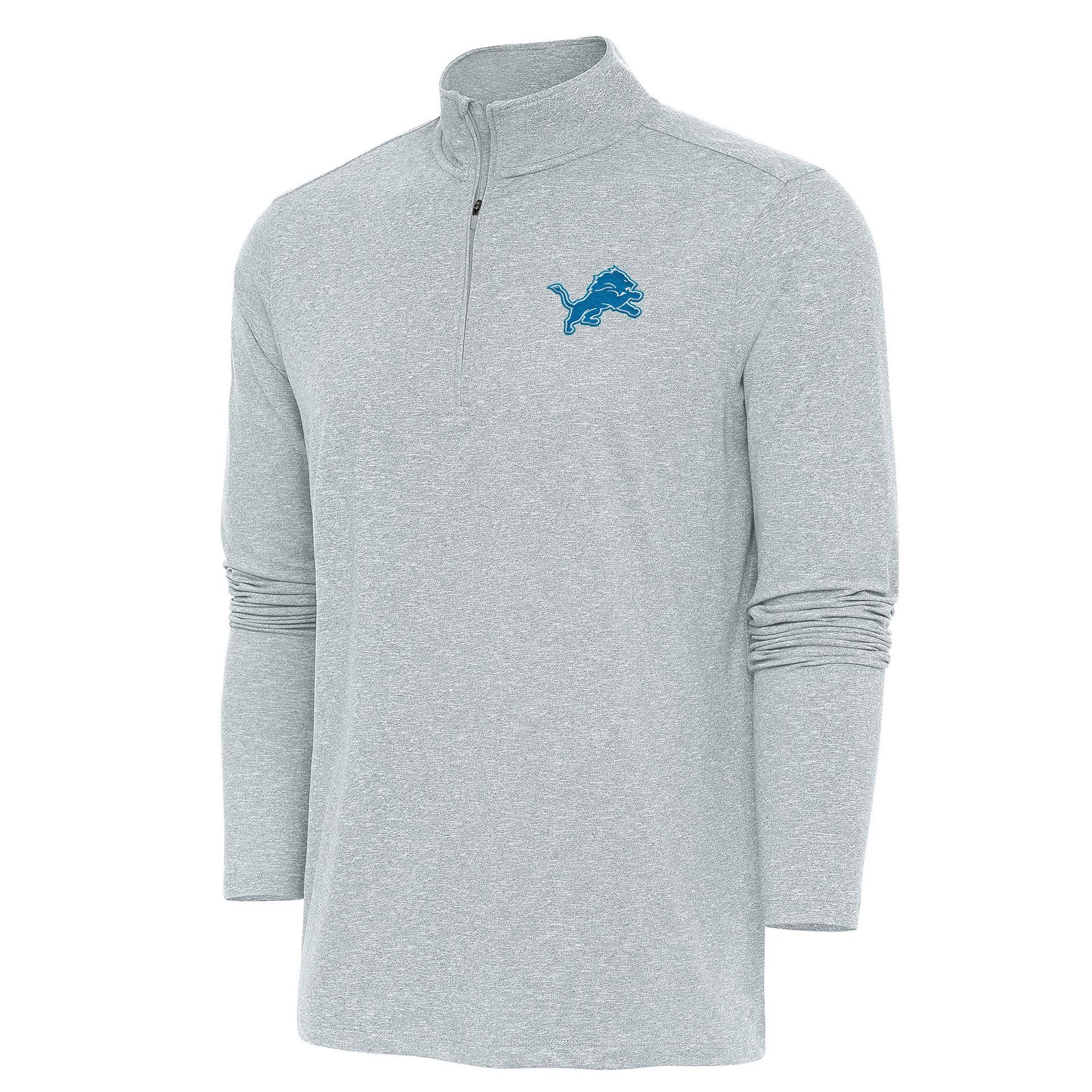 Men’s Antigua Heather Gray Detroit Lions Hunk Quarter-Zip Pullover Top