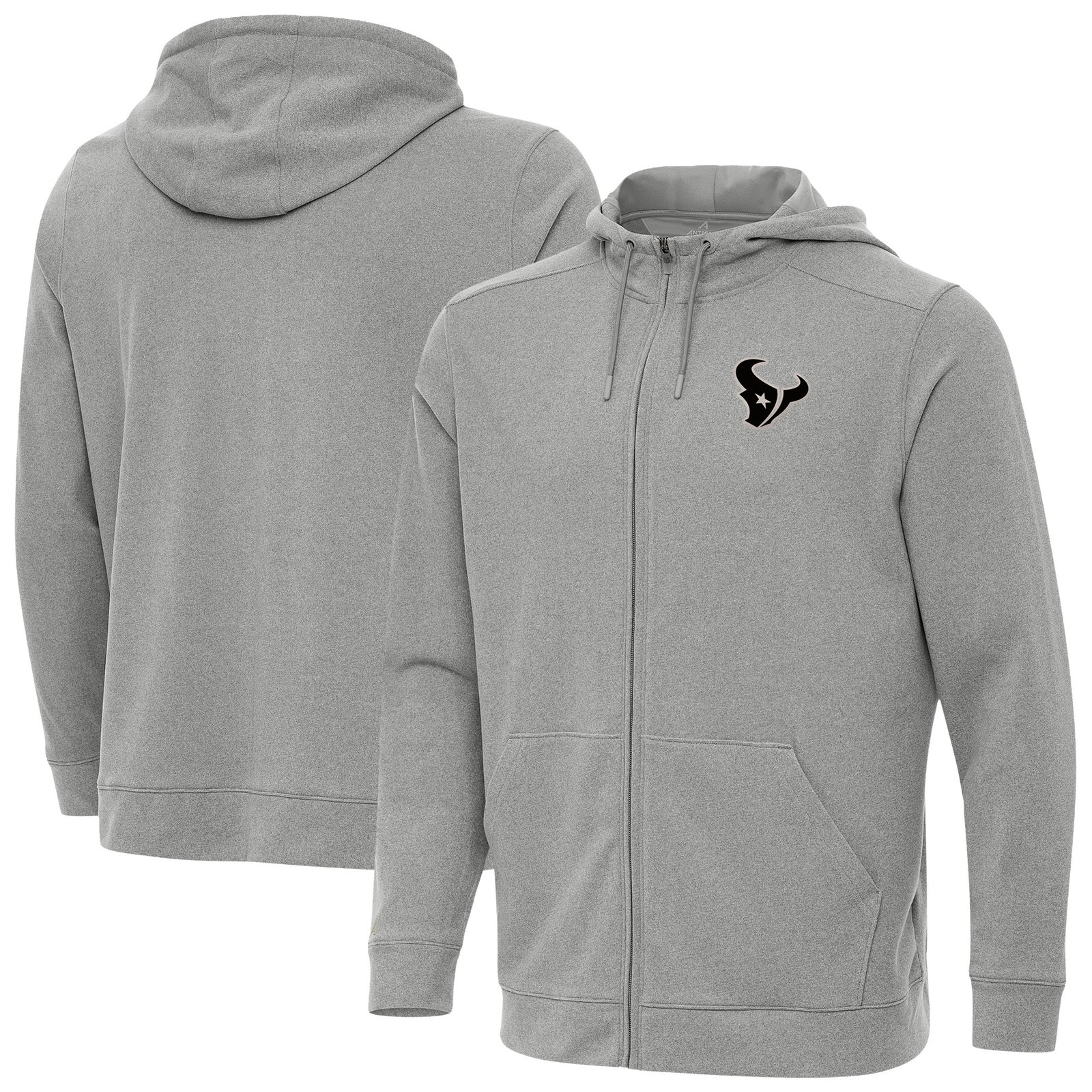 Men’s Antigua Heather Gray Houston Texans Effortless Full-Zip Hoodie Jacket