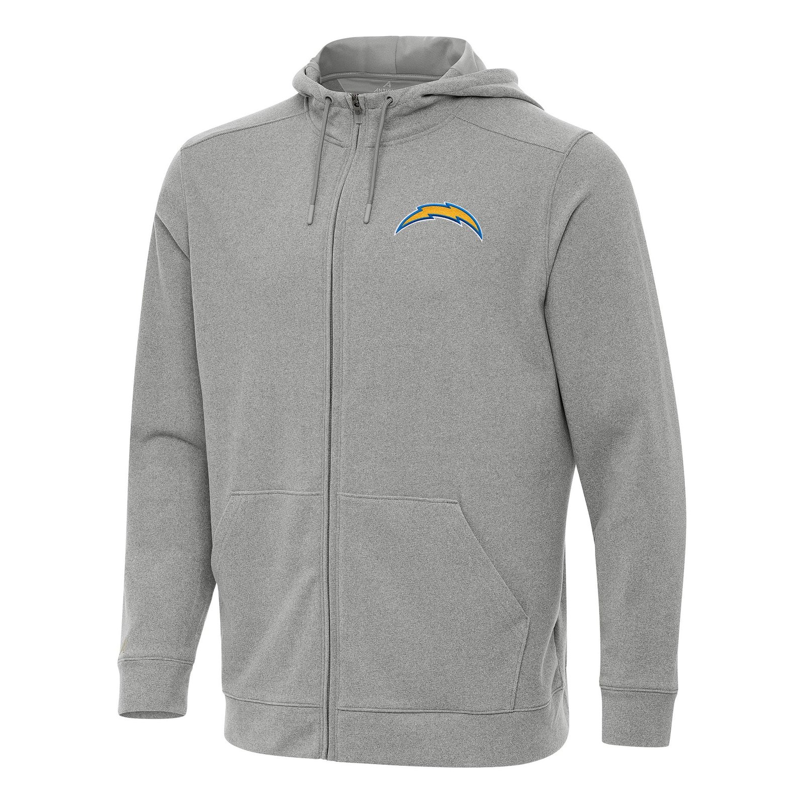 Men’s Antigua Heather Gray Los Angeles Chargers Effortless Full-Zip Hoodie