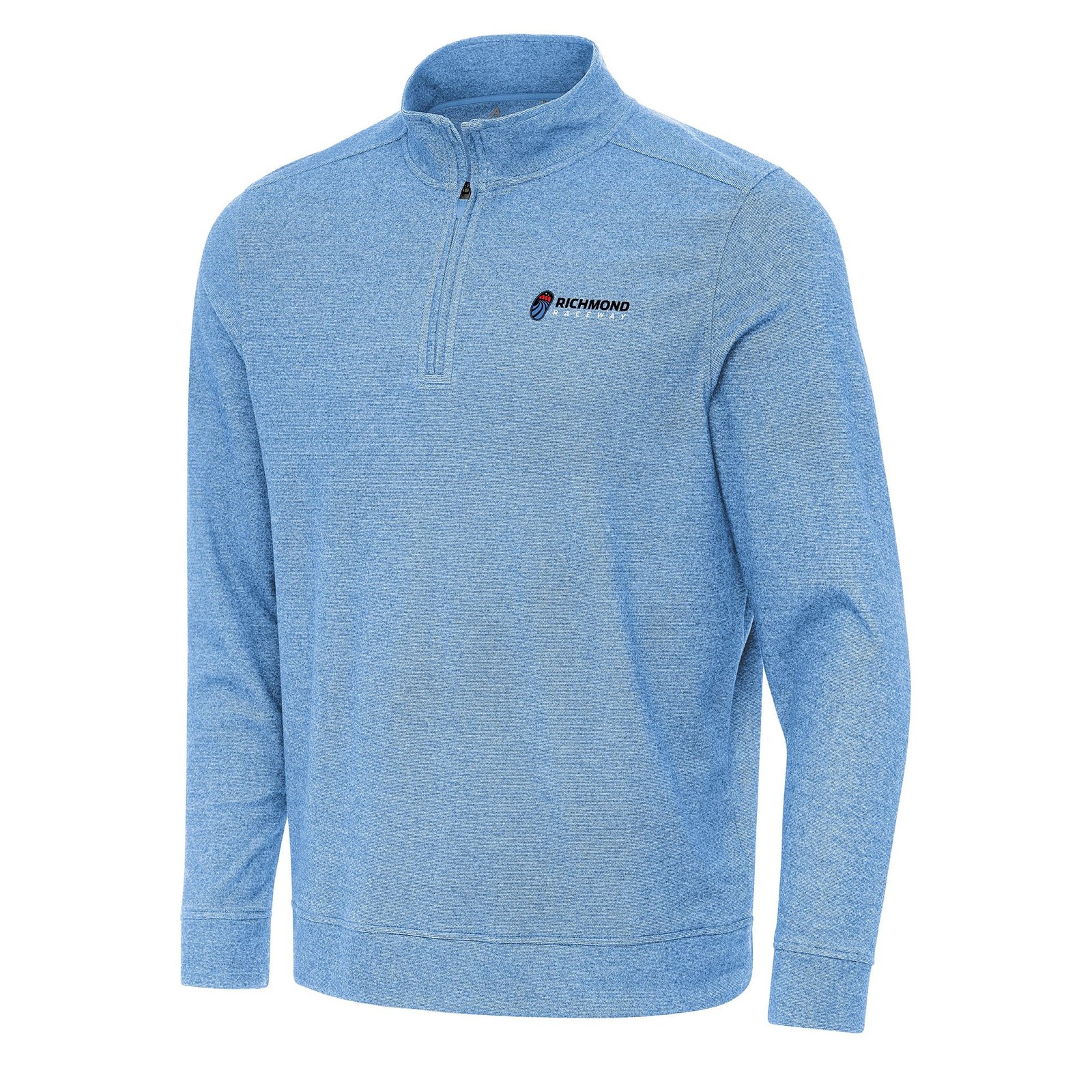 Men’s Antigua Heather Powder Blue Richmond Raceway Subtle 1/4 Zip Pullover Direct to Film