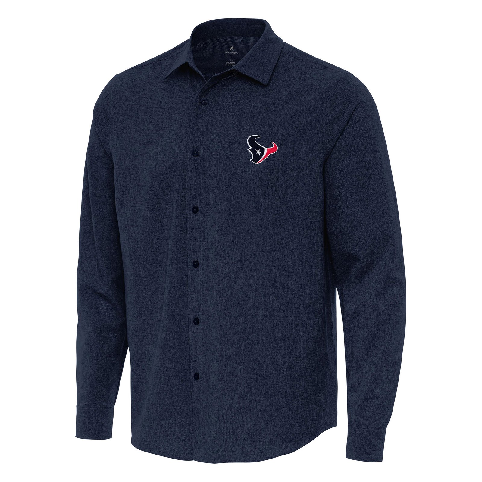 Men’s Antigua Navy Houston Texans Exposure Woven Long Sleeve Button-Up Shirt