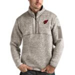 Men’s Antigua Oatmeal Arizona Cardinals Fortune Quarter-Zip Pullover Jacket