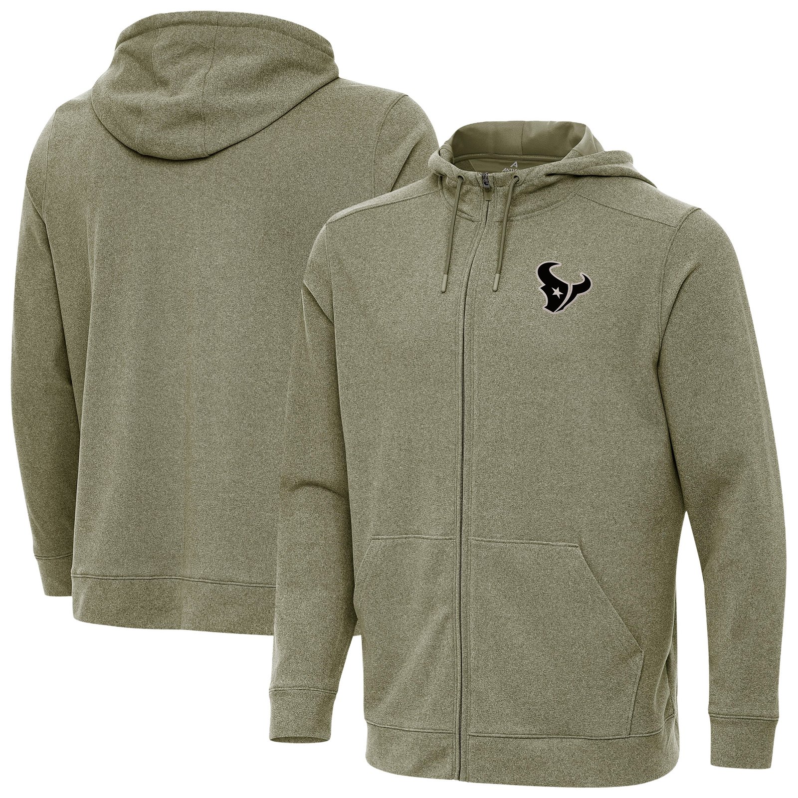 Men’s Antigua Olive Houston Texans Effortless Full-Zip Hoodie Jacket