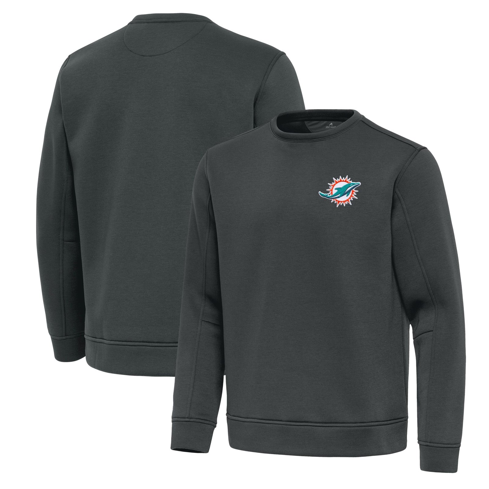 Men’s Antigua Pewter Miami Dolphins Relevant Lightweight Pullover Sweatshirt