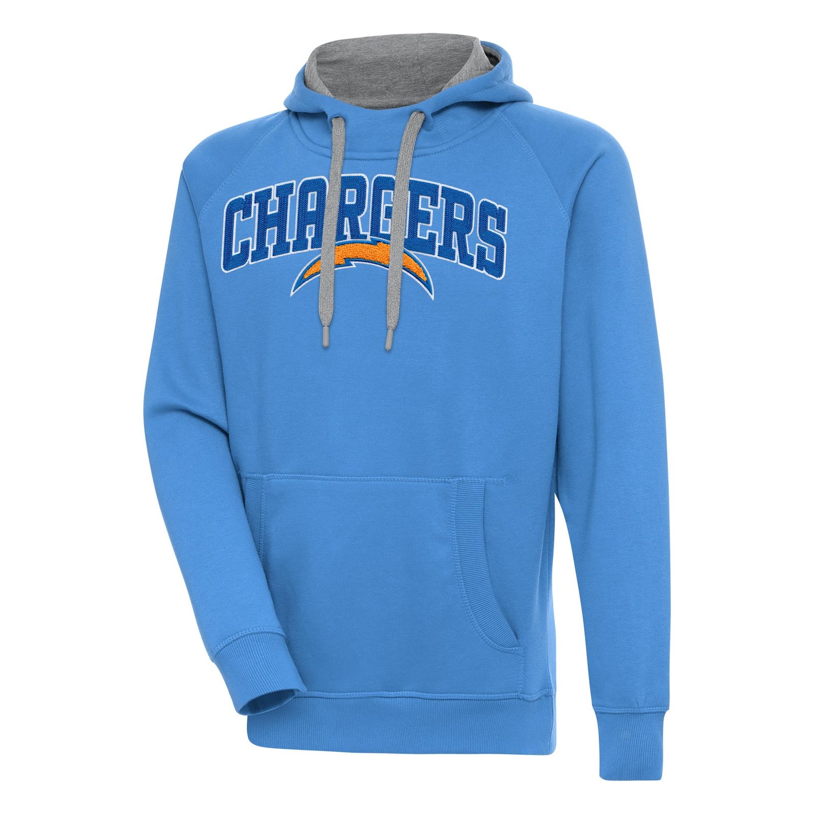 Men’s Antigua Powder Blue Los Angeles Chargers Victory Pullover Hoodie