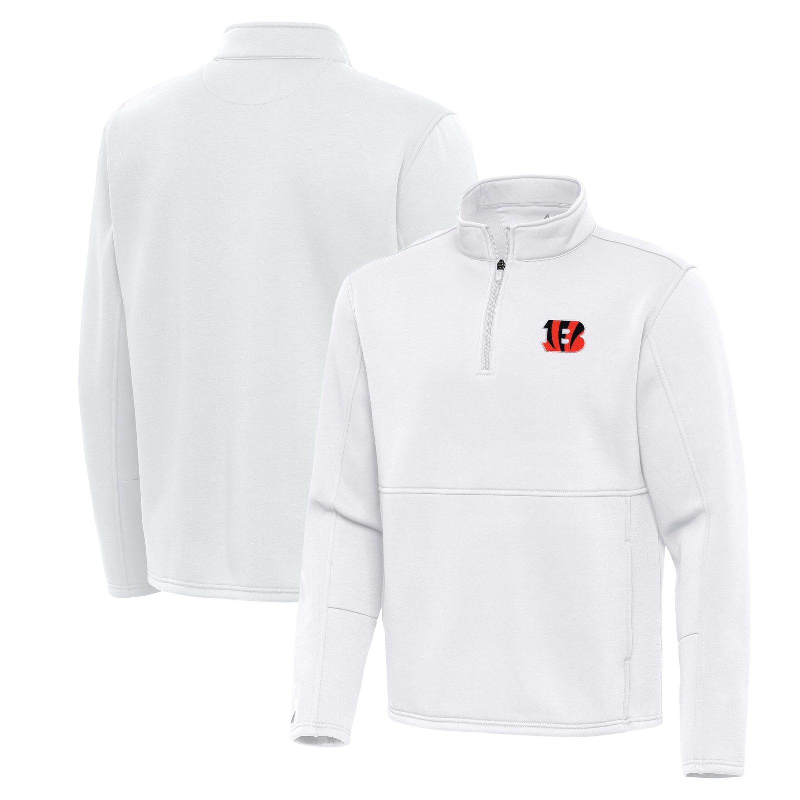 Men’s Antigua White Cincinnati Bengals Twist Quarter-Zip Pullover Jacket
