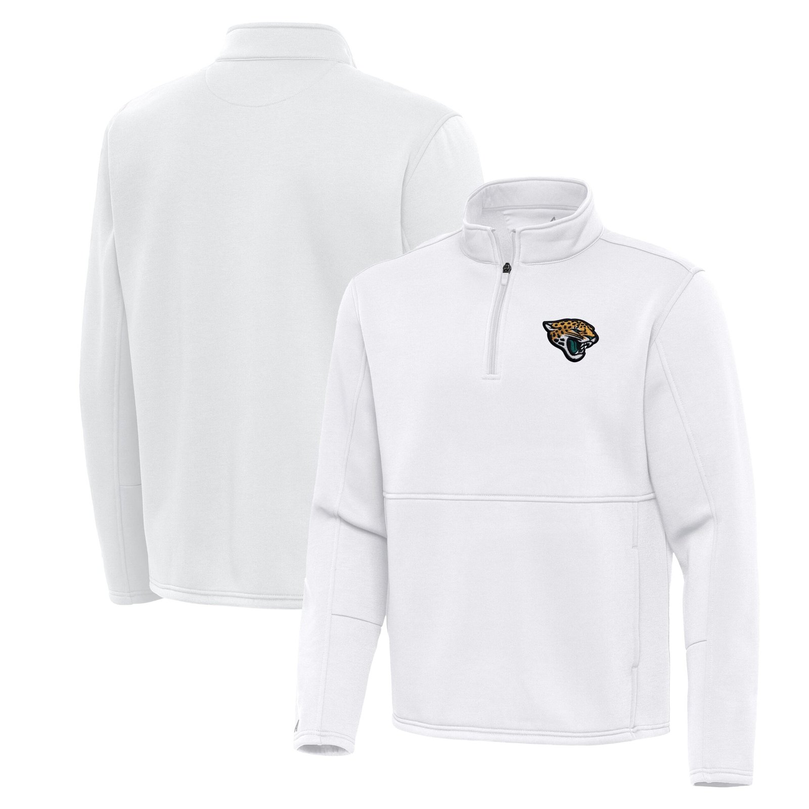 Men’s Antigua White Jacksonville Jaguars Twist Quarter-Zip Pullover Jacket