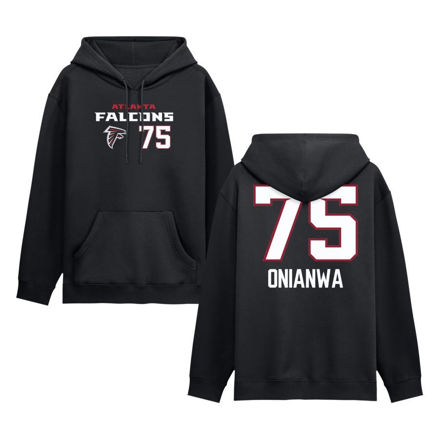 Men’s Black Atlanta Falcons Touchdown Wordmark Personalized Name & Number Hoodie