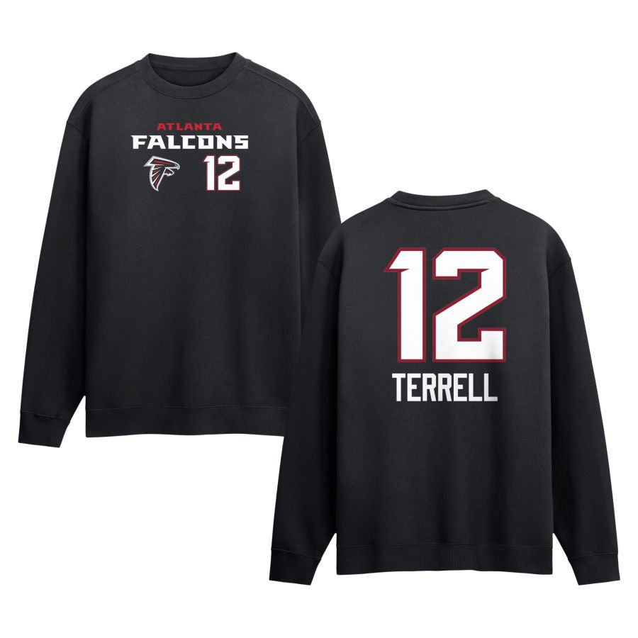 Men’s Black Atlanta Falcons Touchdown Wordmark Personalized Name & Number Sweatshirt