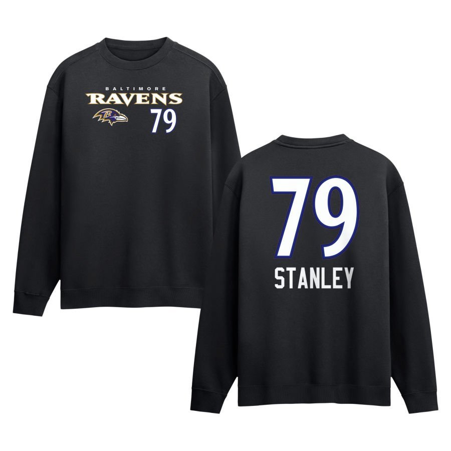 Men’s Black Baltimore Ravens Touchdown Wordmark Personalized Name & Number Sweatshirt
