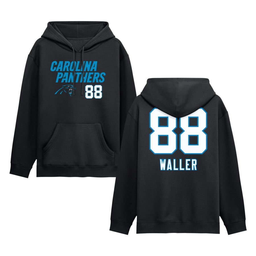 Men’s Black Carolina Panthers Touchdown Wordmark Personalized Name & Number Hoodie