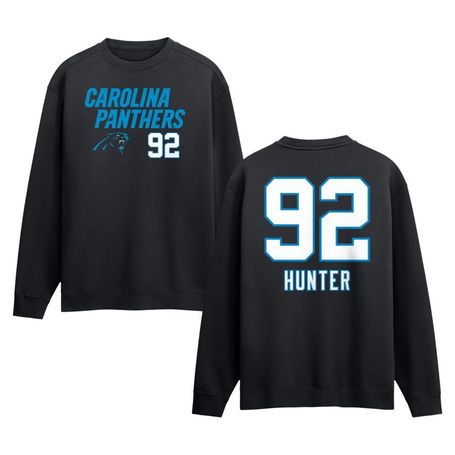 Men’s Black Carolina Panthers Touchdown Wordmark Personalized Name & Number Sweatshirt