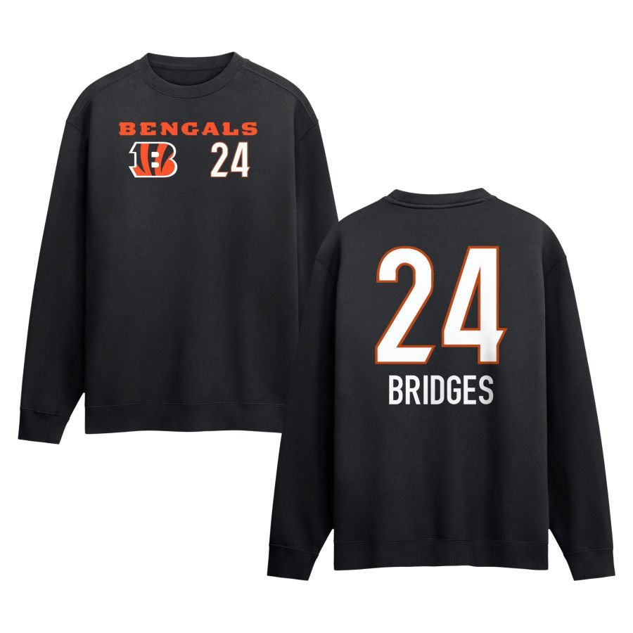 Men’s Black Cincinnati Bengals Touchdown Wordmark Personalized Name & Number Sweatshirt