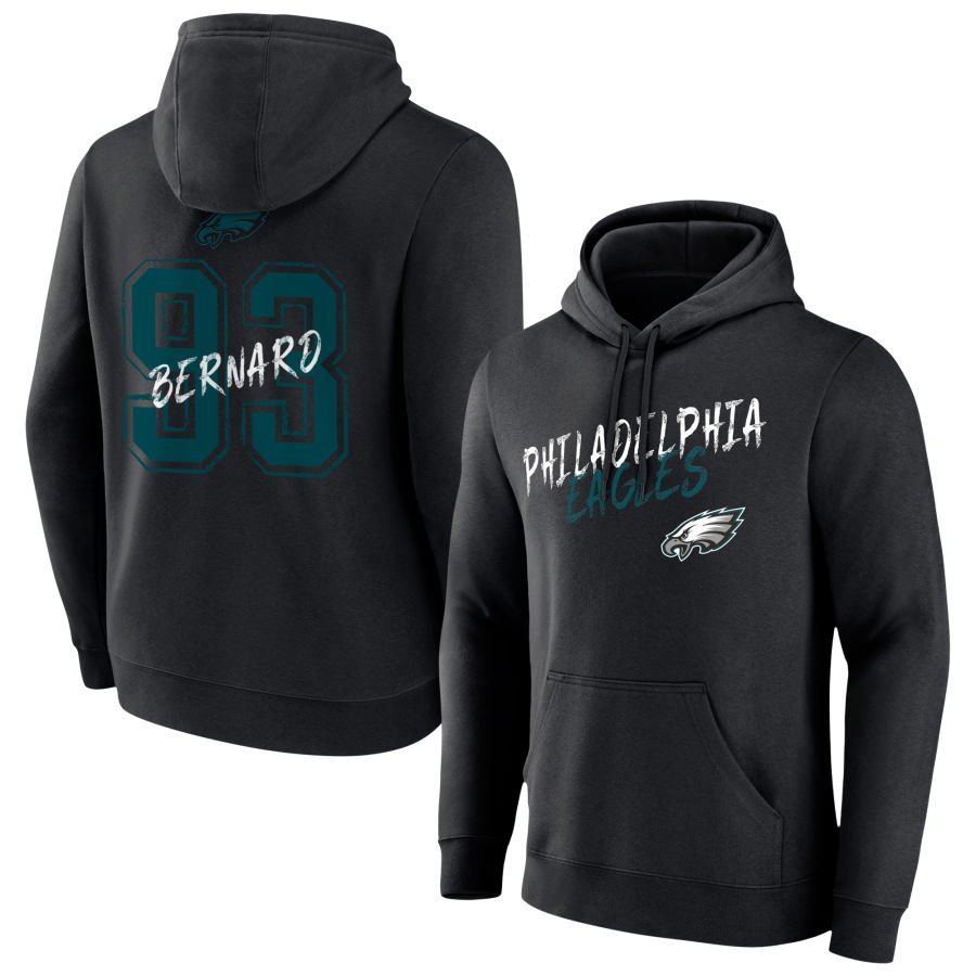 Men’s Black Philadelphia Eagles Hustle Personalized Name & Number Hoodie