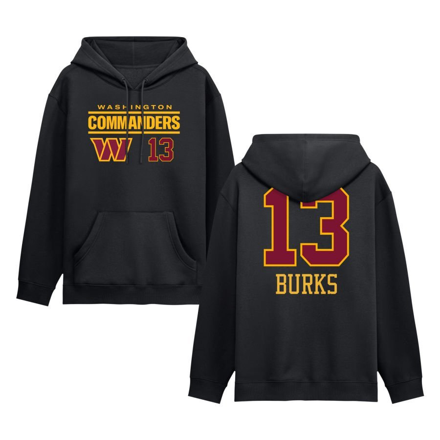 Men’s Black Washington Commanders Touchdown Wordmark Personalized Name & Number Hoodie