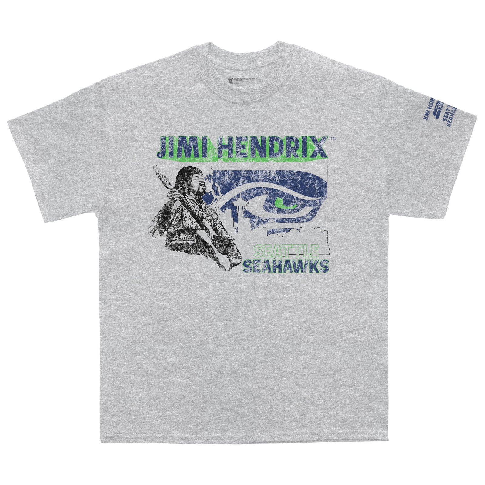 Men’s Ceremony of Roses Heather Gray Seattle Seahawks Jimi Hendrix Vintage Athletic T-Shirt