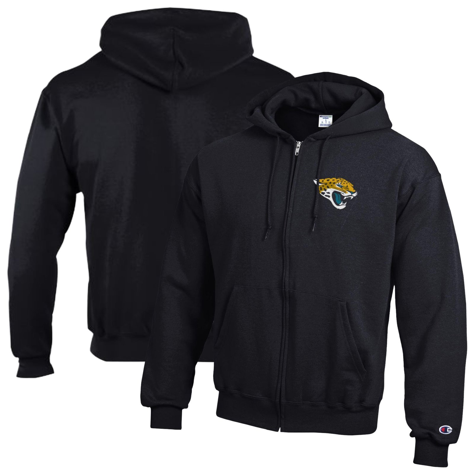 Men’s Champion Black Jacksonville Jaguars Powerblend Fleece Full-Zip Hoodie