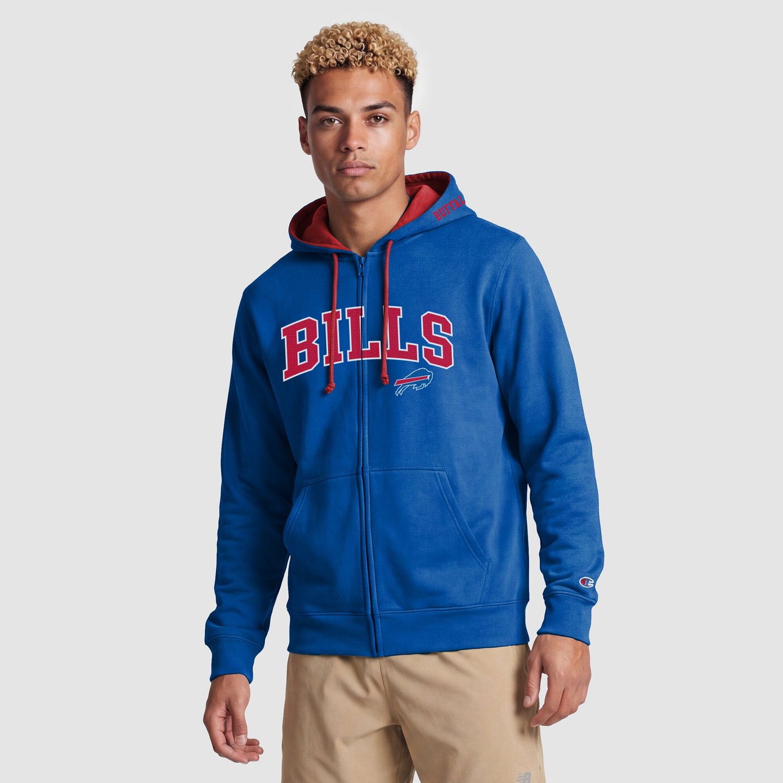 Men’s Champion Royal/Red Buffalo Bills Full-Zip Hoodie