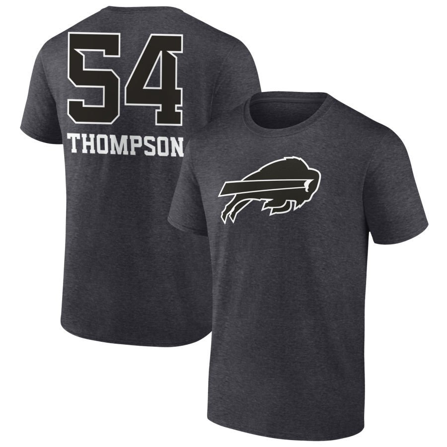 Men’s Charcoal Buffalo Bills Personalized Name & Number Monochrome T-Shirt