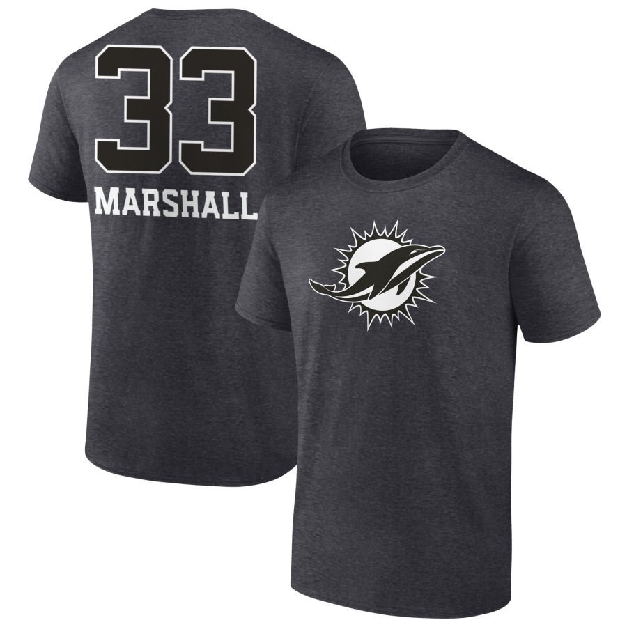 Men’s Charcoal Miami Dolphins Personalized Name & Number Monochrome T-Shirt