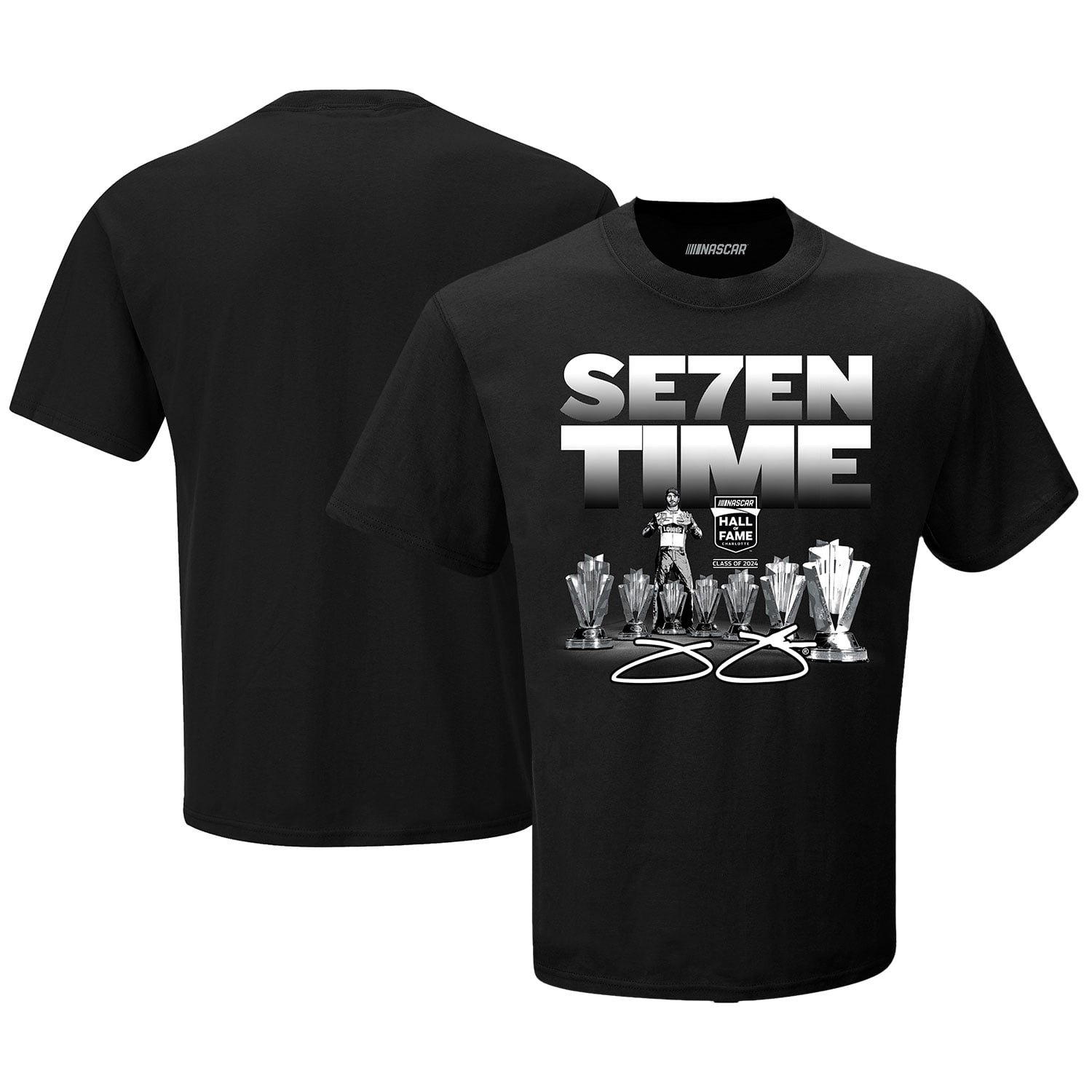 Men’s Checkered Flag Sports Black Jimmie Johnson NASCAR Hall of Fame Class of 2024 Seven-Time T-Shirt