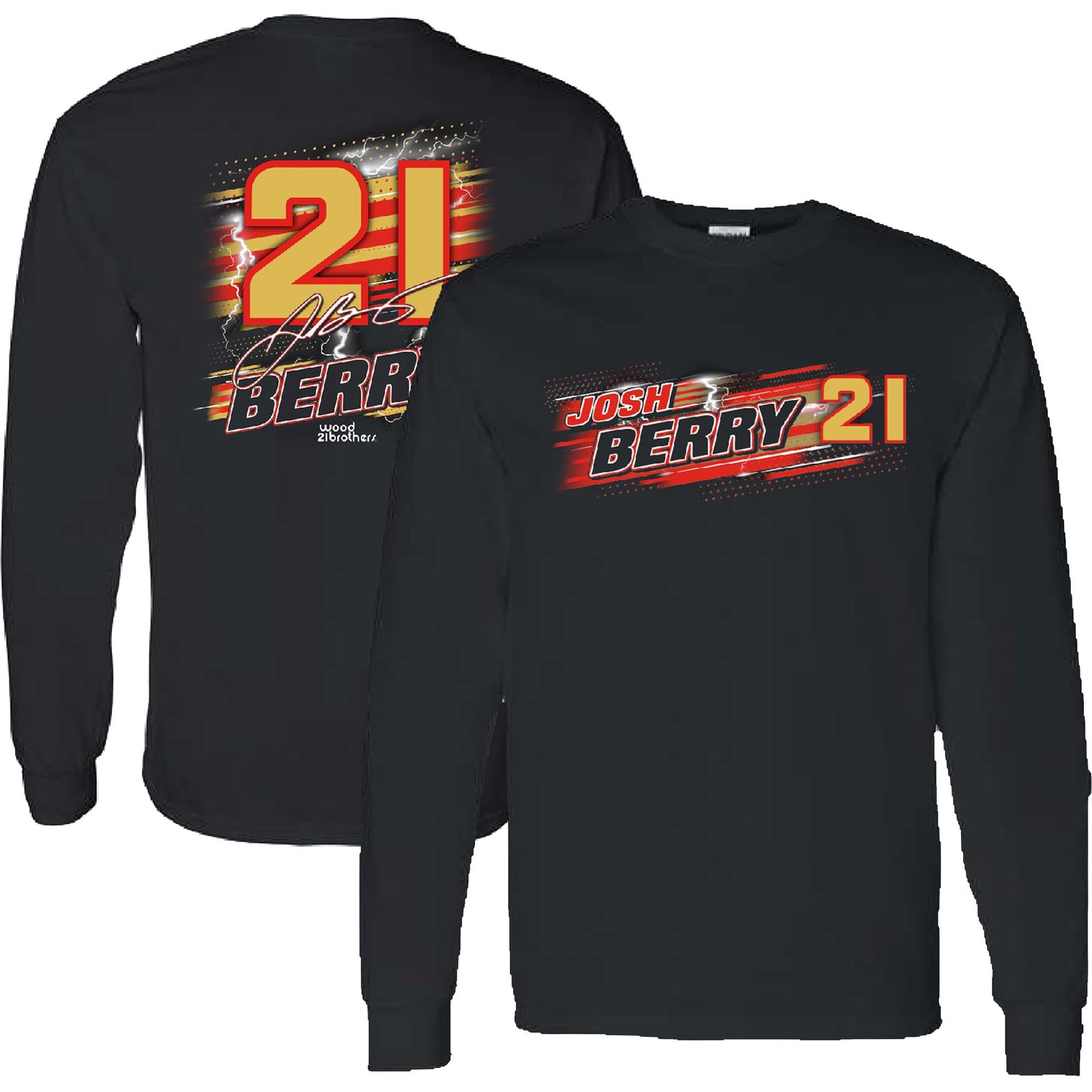 Men’s Checkered Flag Sports Black Josh Berry Name & Number Long Sleeve T-Shirt