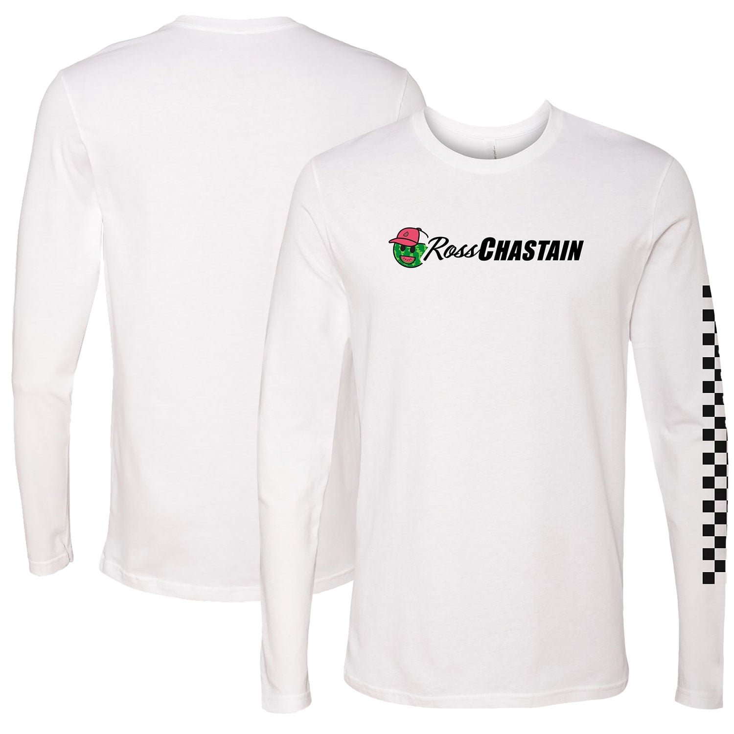 Men’s Checkered Flag Sports White Ross Chastain Melon Man Long Sleeve T-Shirt