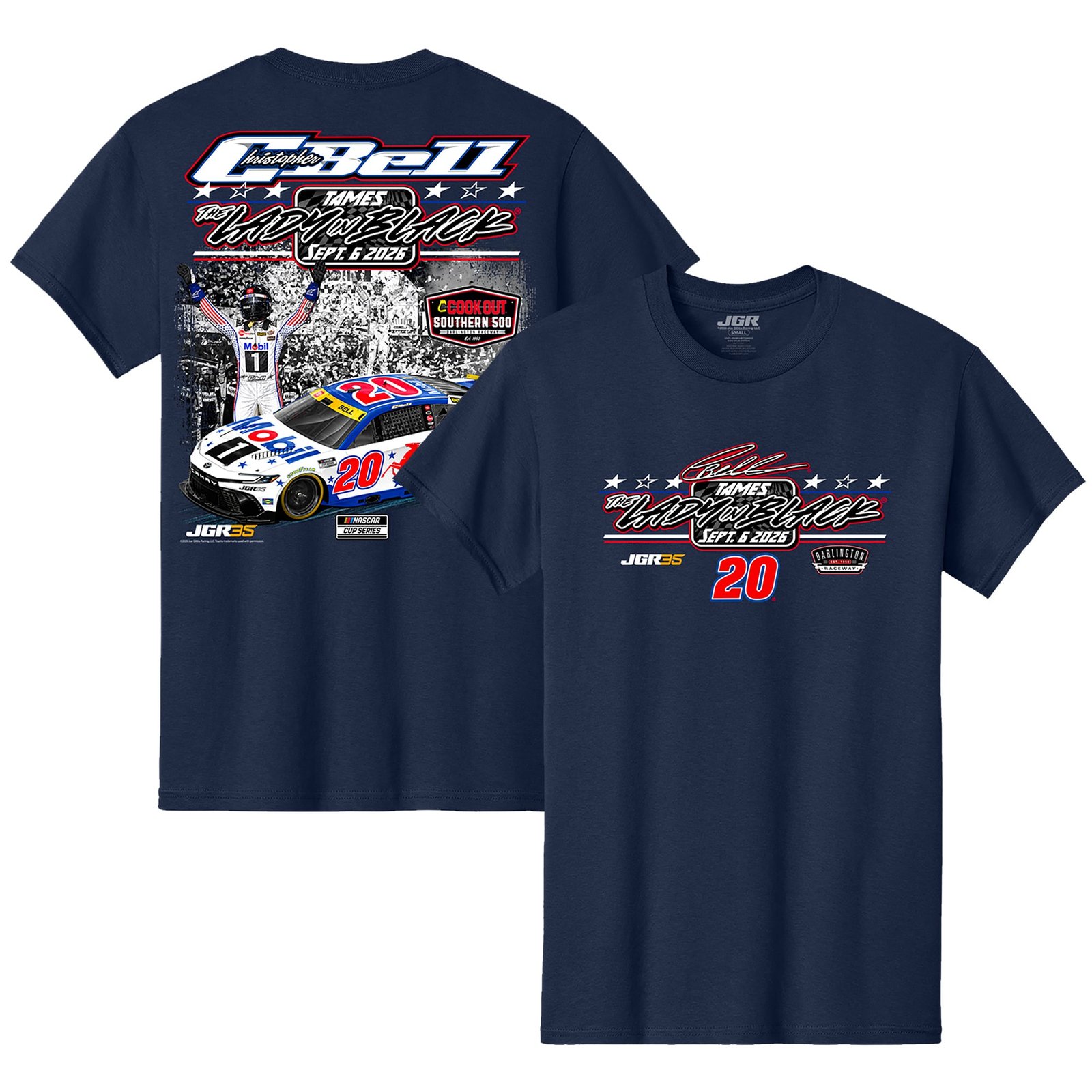 Men’s Classic Ink Athletic Navy Christopher Bell 2026 Cook Out Southern 500 Race Winner T-Shirt