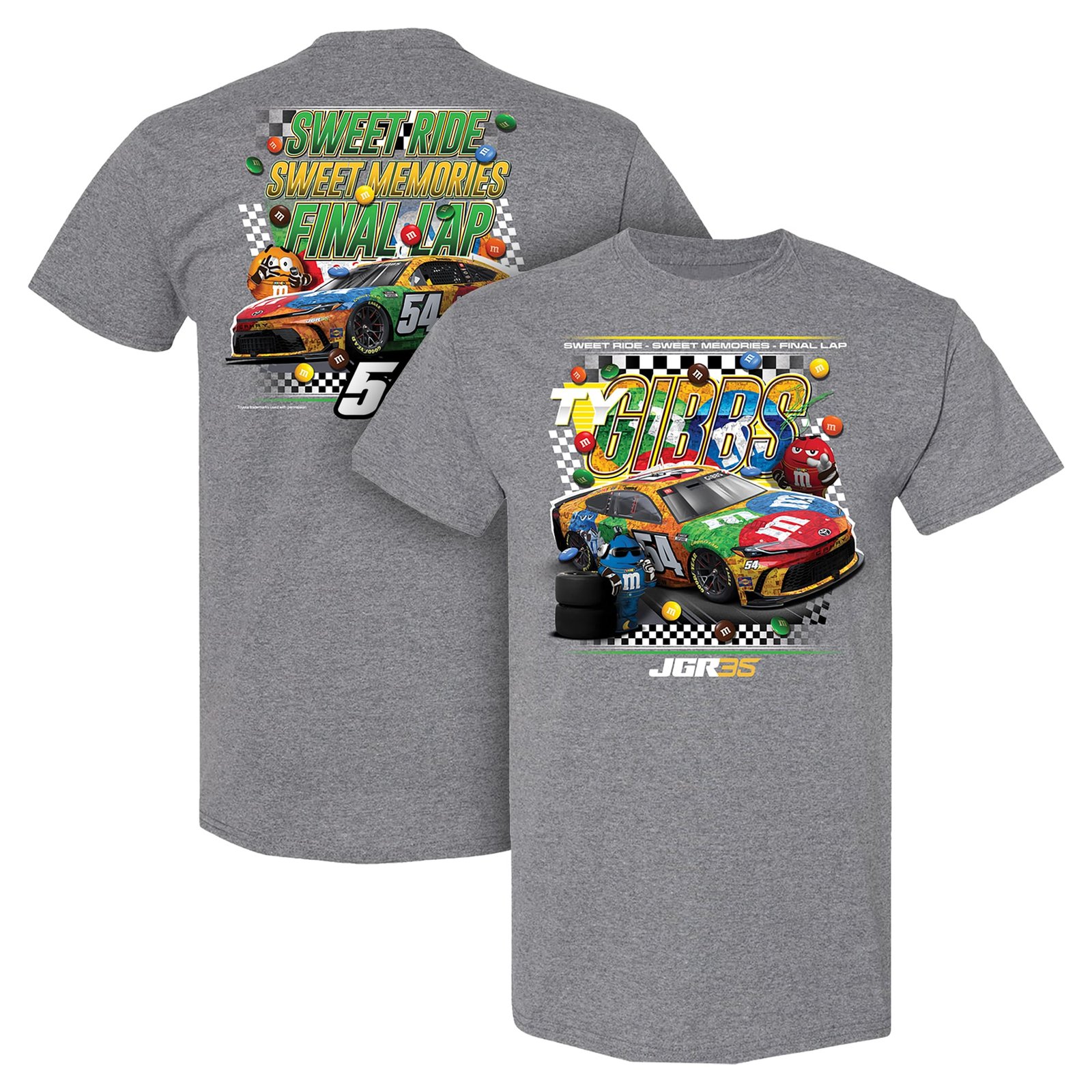 Men’s Classic Ink Heather Gray Ty Gibbs M&M’s Car Final Lap T-Shirt