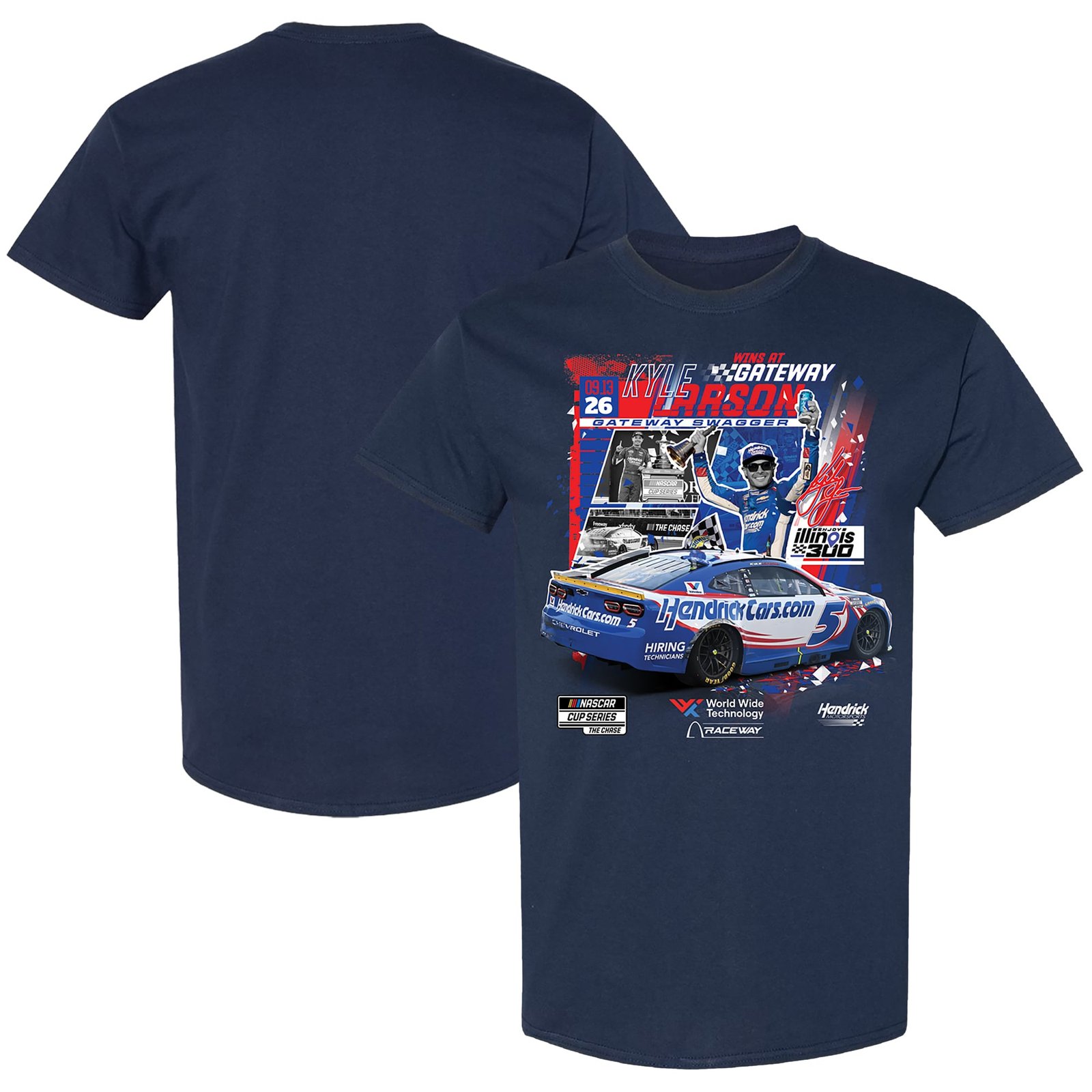 Men’s Classic Ink Navy Kyle Larson 2026 Enjoy Illinois 300 Winner T-Shirt