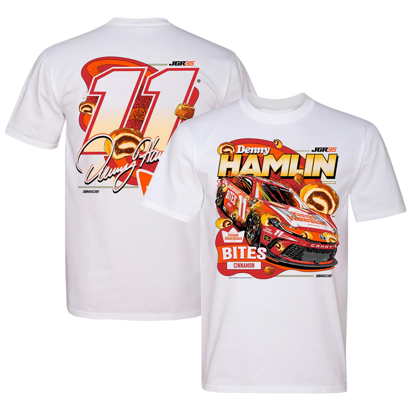 Men’s Classic Ink White Denny Hamlin King’s Hawaiian Cinnamon Bites T-Shirt