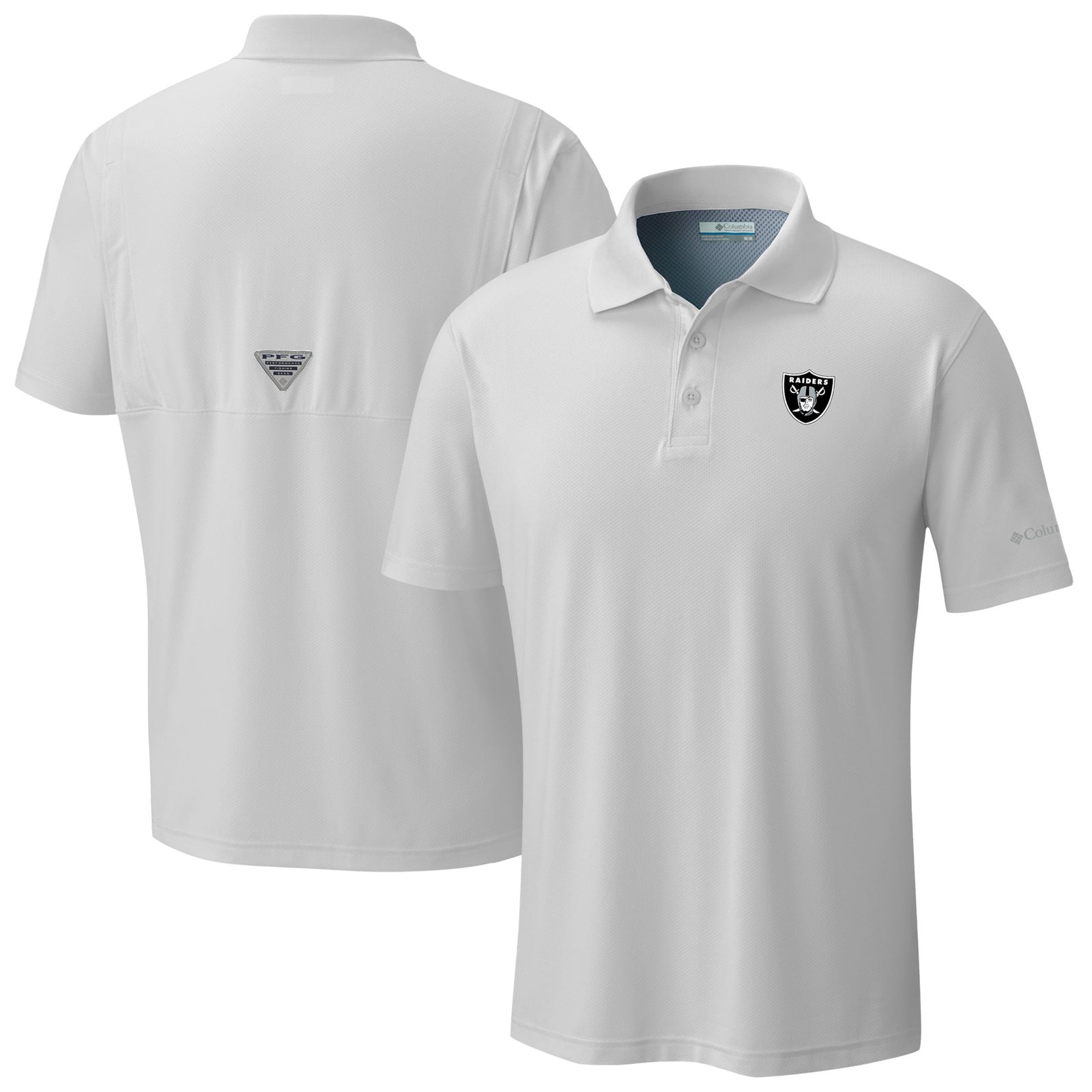 Men’s Columbia Light Gray Las Vegas Raiders Low Drag Offshore Polo
