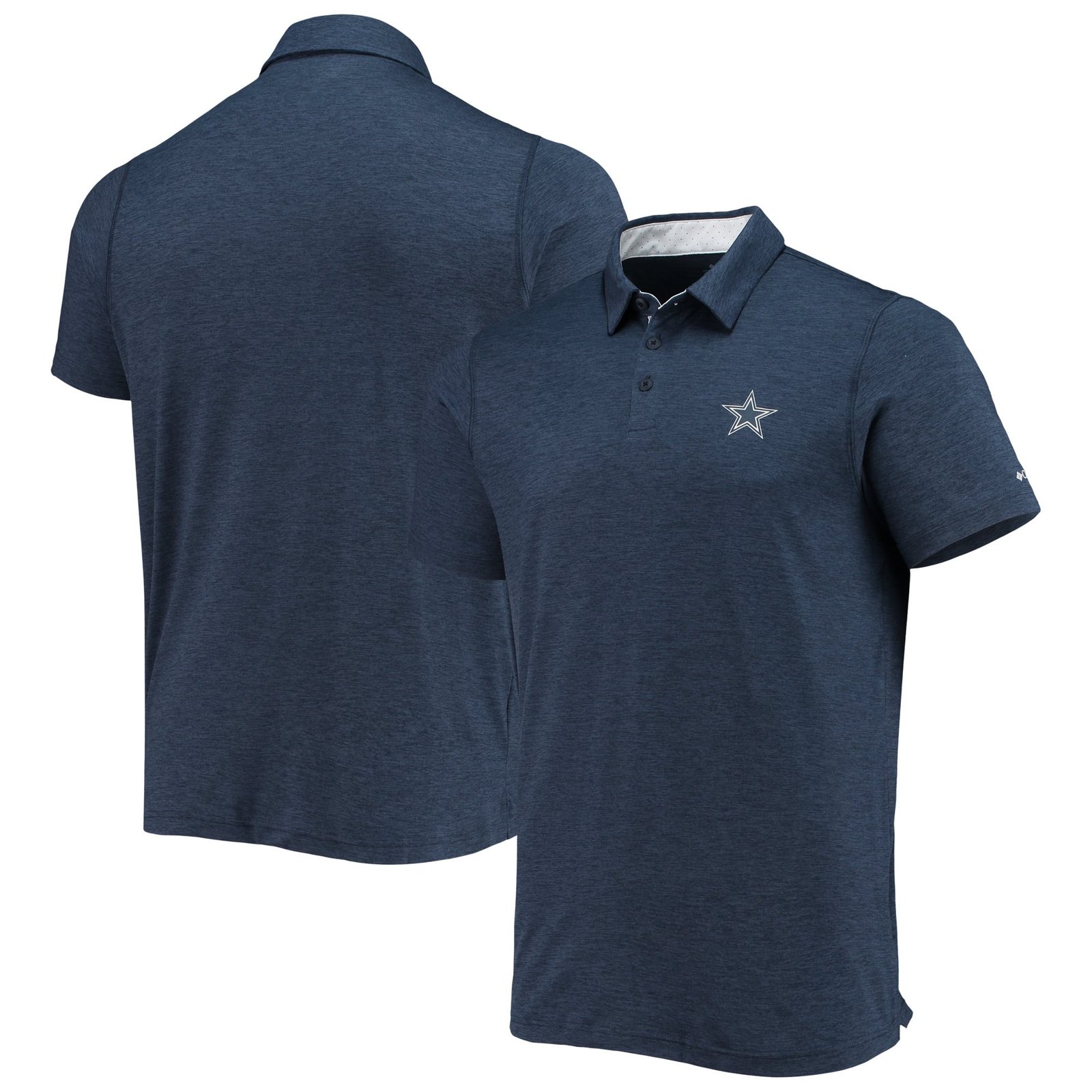 Men’s Columbia Navy Dallas Cowboys Tech Trail Space Dye Omni-Shade Polo