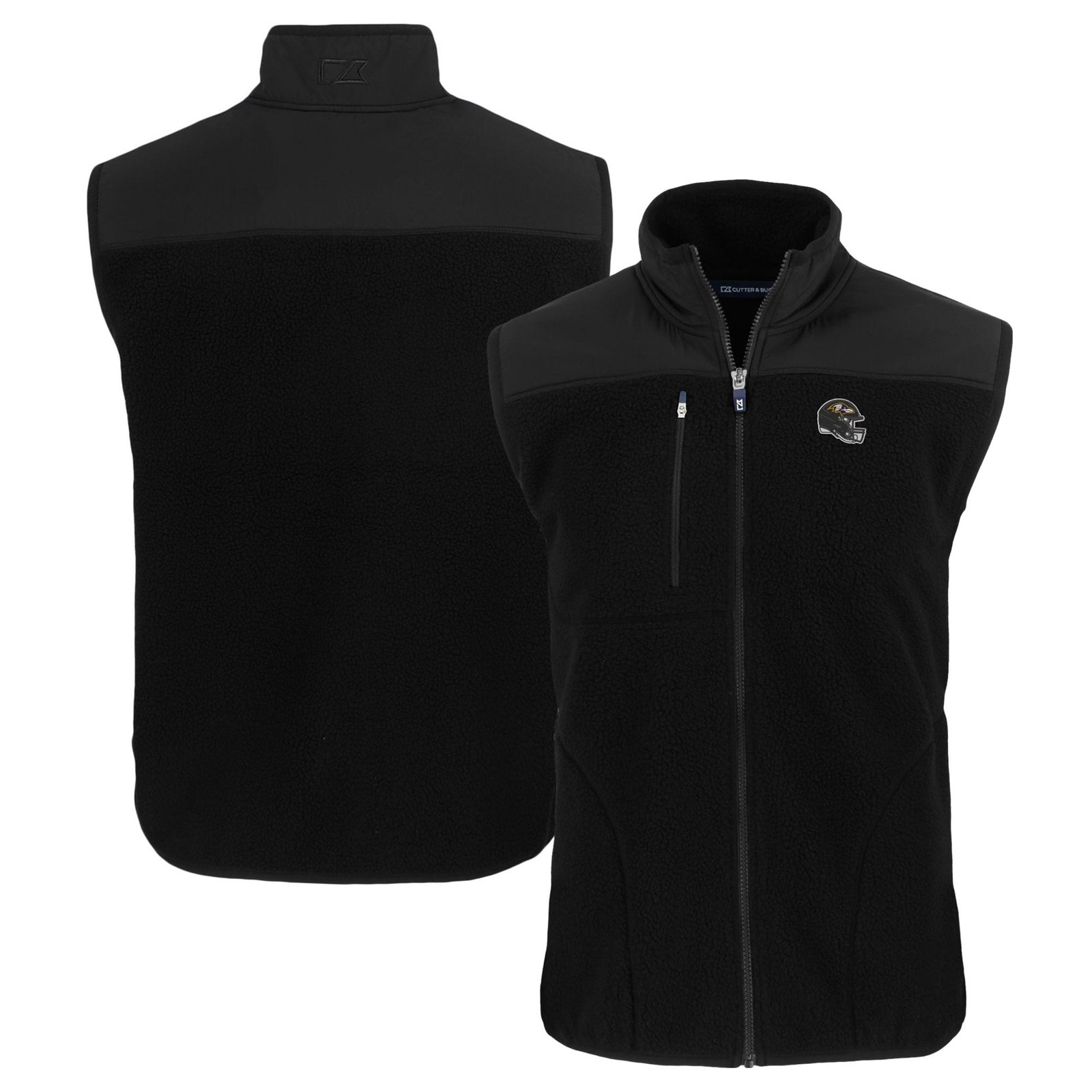 Men’s Cutter & Buck Black Baltimore Ravens Helmet Cascade Eco Sherpa Fleece Full-Zip Vest