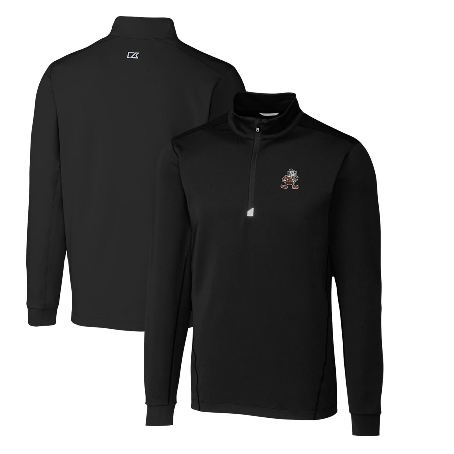 Men’s Cutter & Buck Black Cleveland Browns Throwback Logo Traverse Stretch Quarter-Zip Pullover Top Men’s Cutter & Buck Black Cleveland Browns Throwback Logo Traverse Stretch Quarter-Zip Pullover Top
