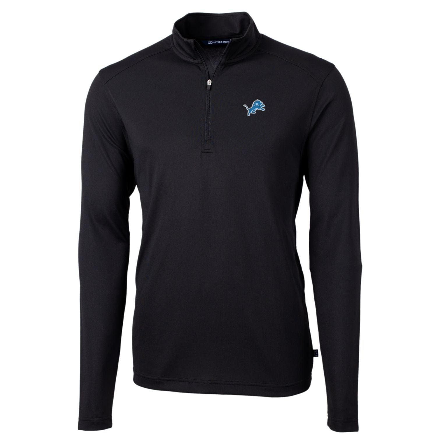 Men’s Cutter & Buck Black Detroit Lions Big & Tall Virtue Eco Pique Quarter-Zip Pullover Jacket Men’s Cutter & Buck Black Detroit Lions Big & Tall Virtue Eco Pique Quarter-Zip Pullover Jacket