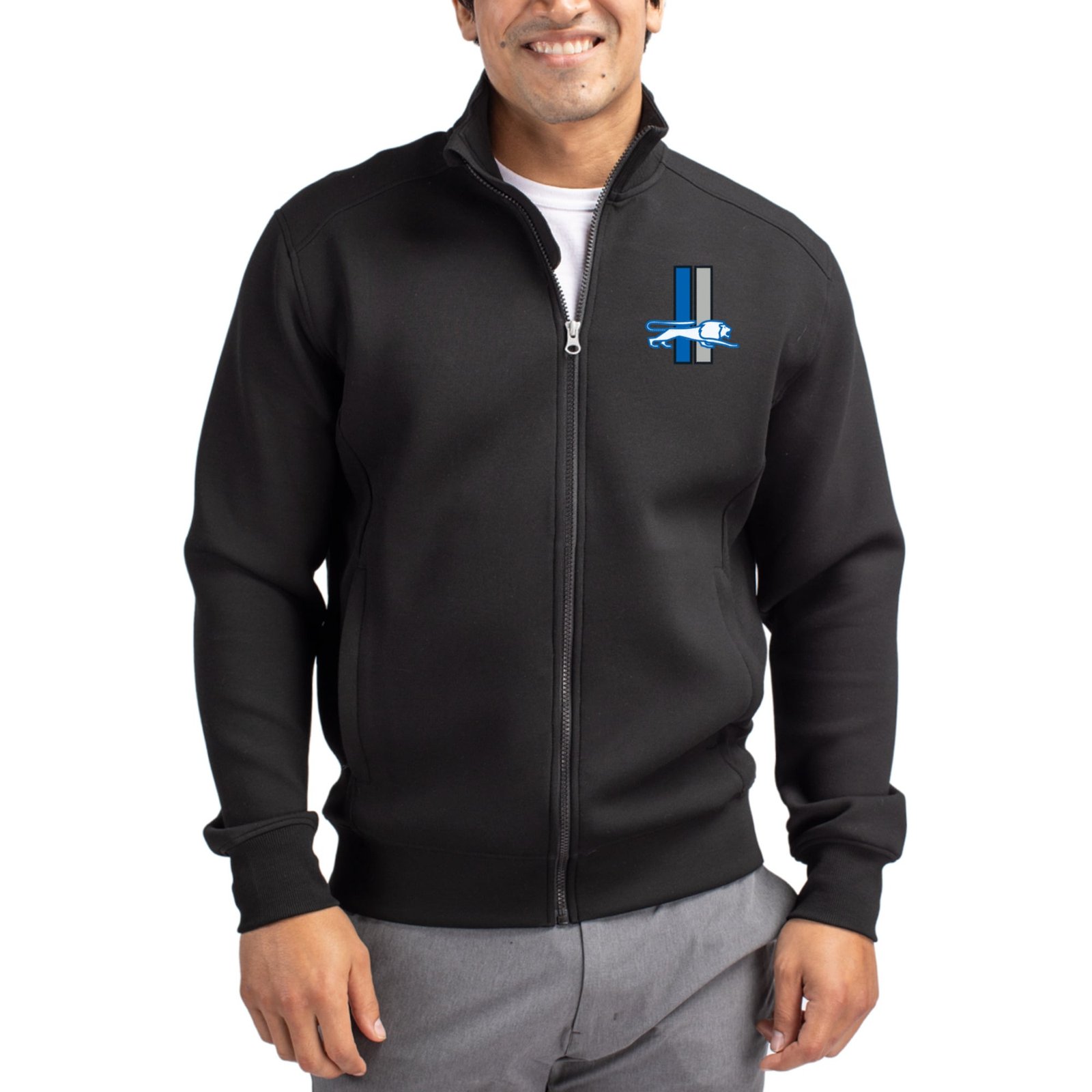 Men’s Cutter & Buck Black Detroit Lions Throwback Roam Eco Recycled Full-Zip Jacket