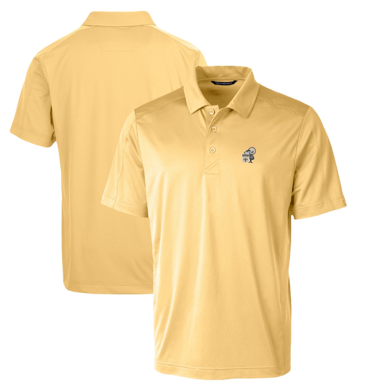 Men’s Cutter & Buck Gold New Orleans Saints Throwback Logo Prospect Textured Stretch Polo
