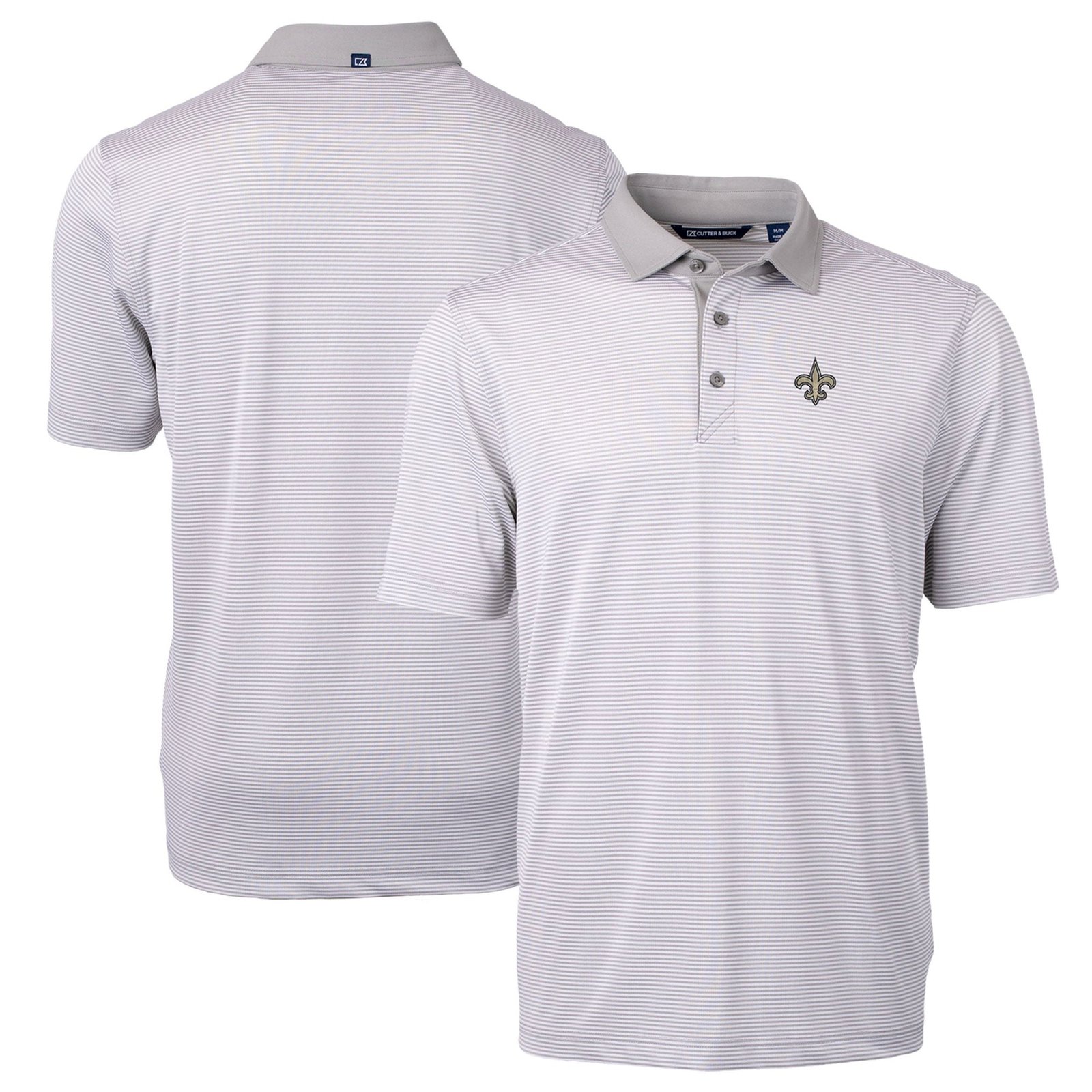 Men’s Cutter & Buck Gray/White New Orleans Saints Virtue Eco Pique Micro Stripe Recycled Polo