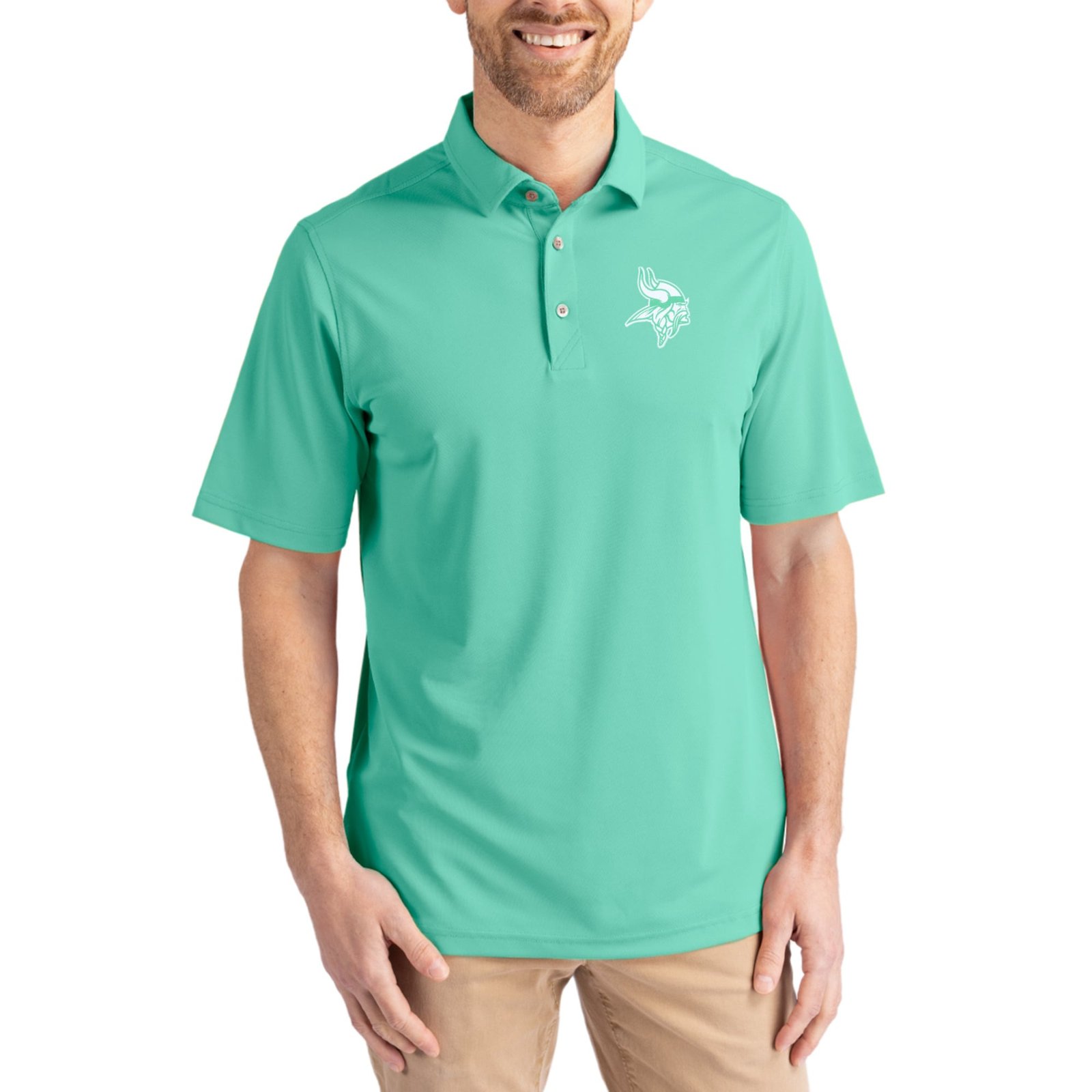 Men’s Cutter & Buck Green Minnesota Vikings Virtue Eco Pique Recycled Polo