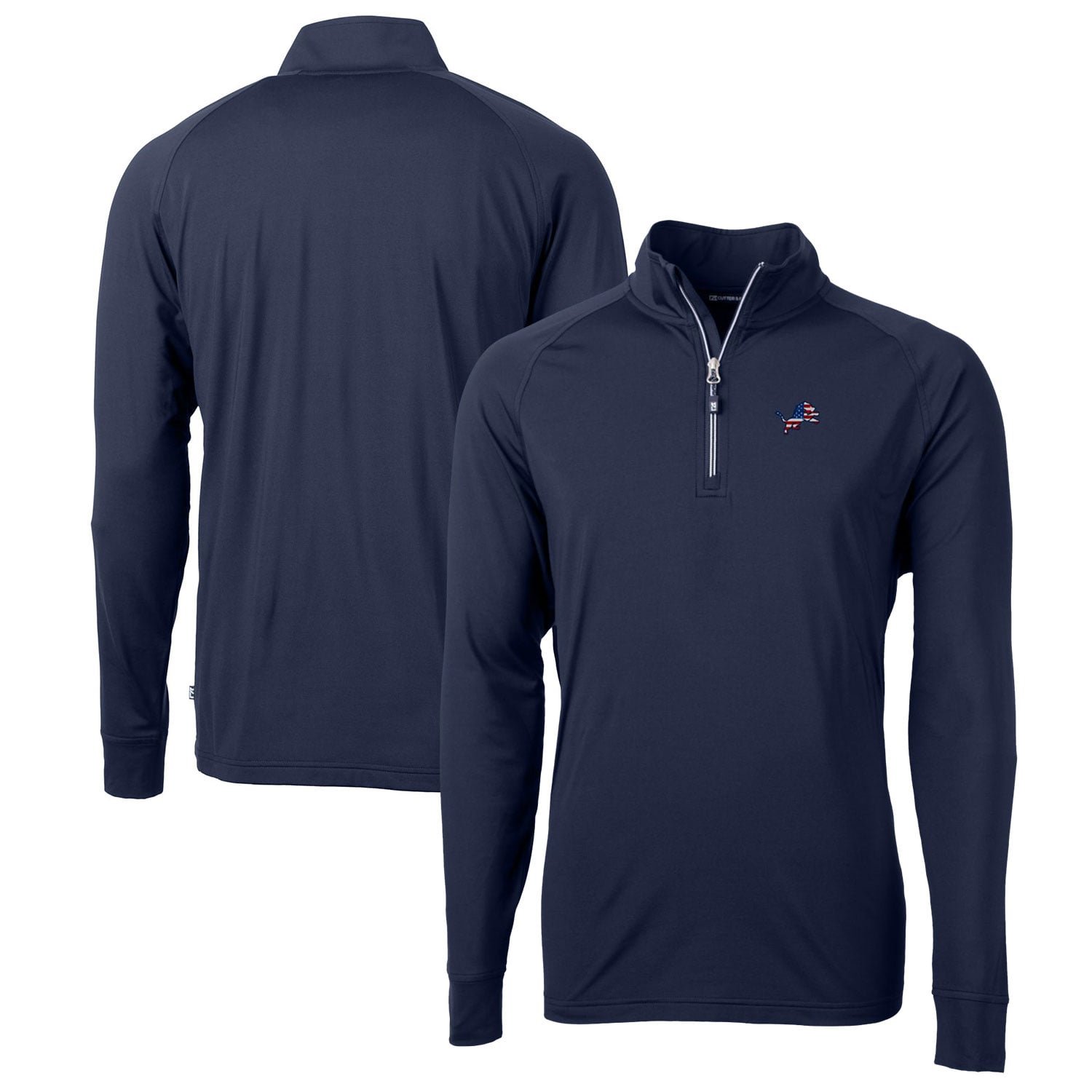 Men’s Cutter & Buck Navy Detroit Lions Big & Tall Adapt Eco Knit Stretch Recycled Quarter-Zip Pullover Top